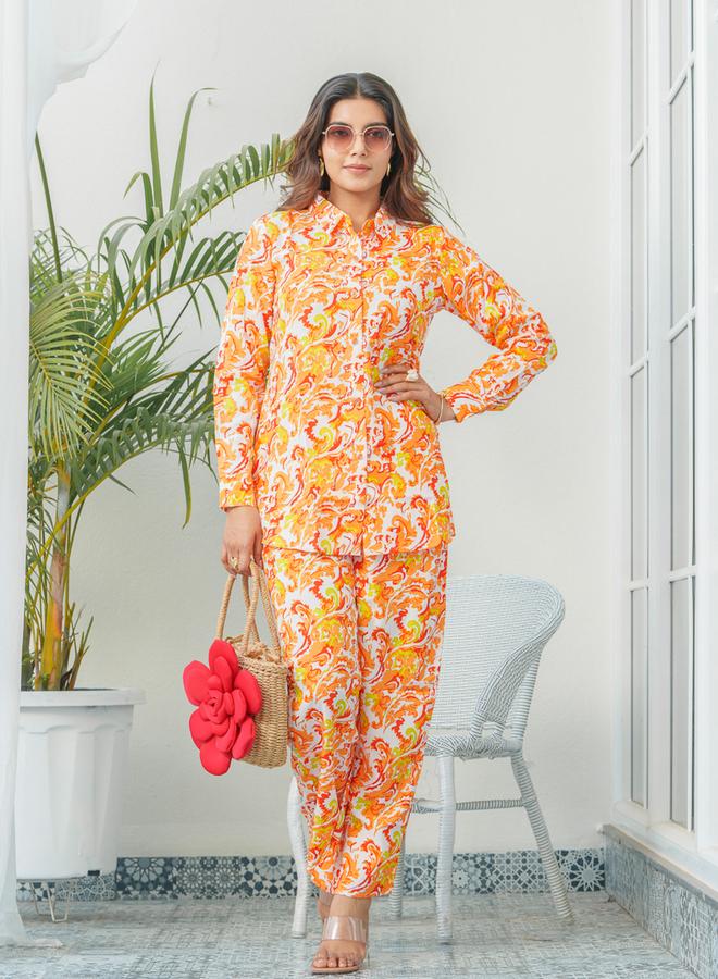 دي دبليو طقم منسق من قميص وبنطال بطبعة زهور للنساء - Image 5